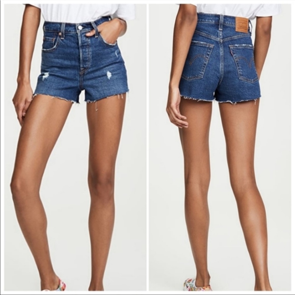 🆕 Levi’s Ribcage High Rise Distressed Denim Short - Picture 14 of 15